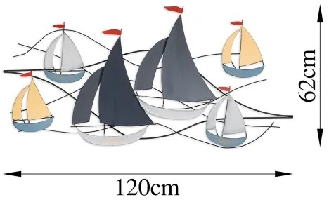 Decorațiune de perete 120x60 cm metal bărci cu vele