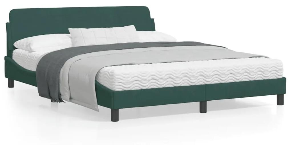 373215 vidaXL Cadru de pat cu tăblie, verde închis, 160x200 cm, catifea