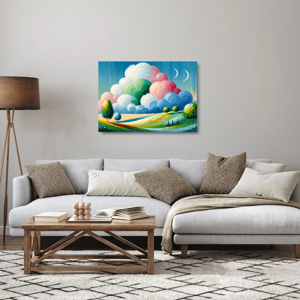 Tablou pe sticlă - Peisaj cu nor (70x50 cm)