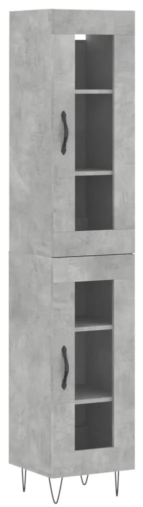 3199461 vidaXL Dulap înalt, gri beton, 34,5x34x180 cm, lemn prelucrat