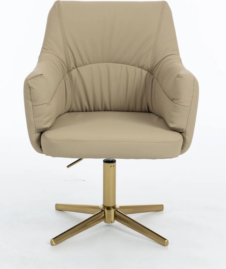 HR840CROSS Scaun Crem Piele Ecologica Premium Soft cu Bază Aurie