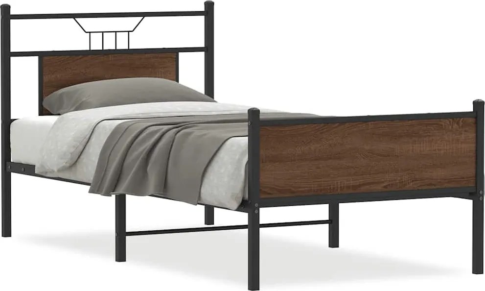 vidaXL Cadru pat fără saltea, stejar maro 75x190 cm lemn prelucrat
