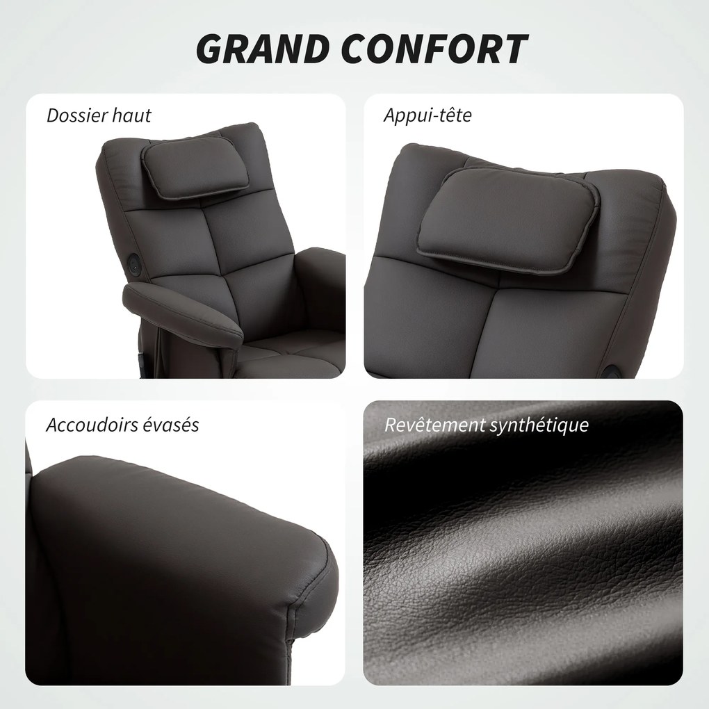 HOMCOM Fotoliu de masaj cu suport pentru picioare, spătar reclinabil până la 135°, compartiment de depozitare, telecomandă | Aosom Romania