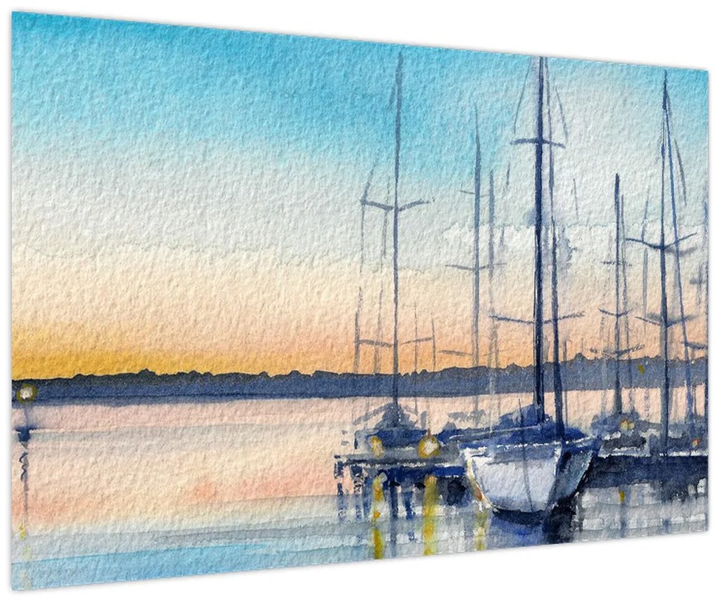 Tablou - Plimbare cu barca, aquarel (90x60 cm)