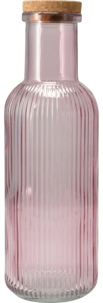 Sticlă de băut cu dop de plută, roz, 1 l