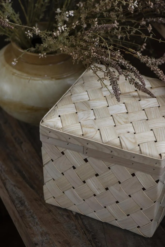 Set de 2 cutii patrate din lemn de frasin CHIP WOOD