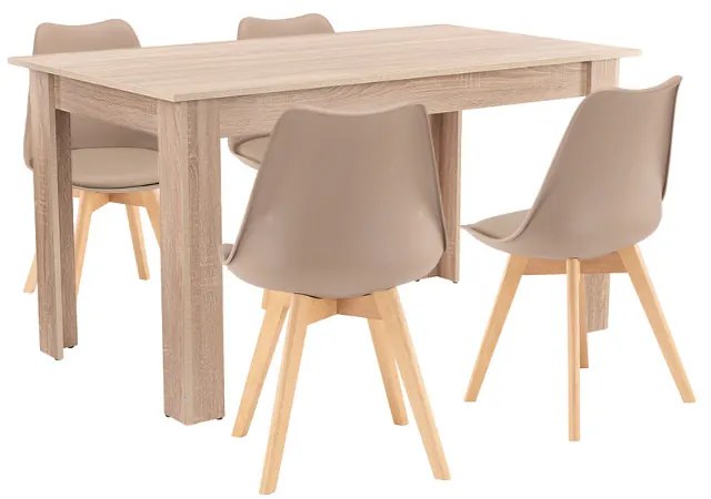 Set de masă Zara 4+1 bej-stejar Sonoma
