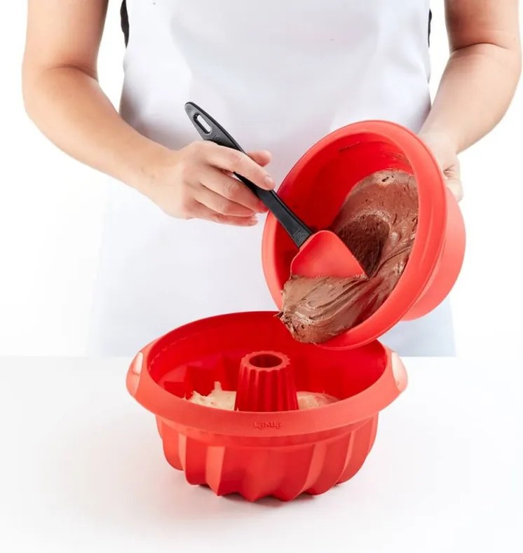 Forma pentru copt chec Lekue 1009483, Ø22 cm, Silicon platinat, -60°C / +220°C, Rosu