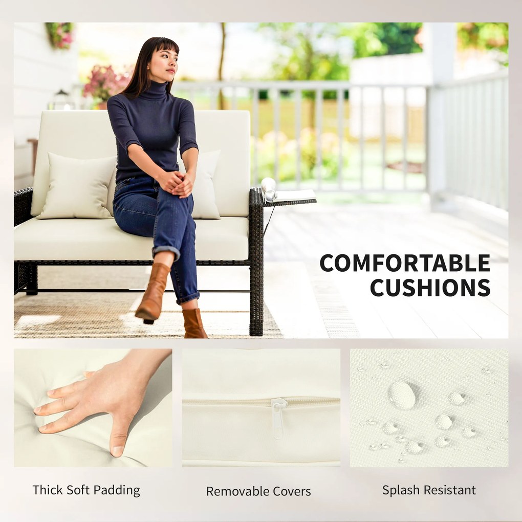 Outsunny Canapea de Gradina cu Banca Mobilier de Gradina din Ratan Maro | Aosom Romania