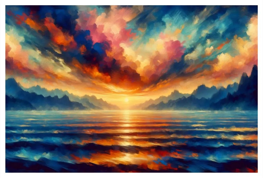 Tablou apus de soare peste ocean