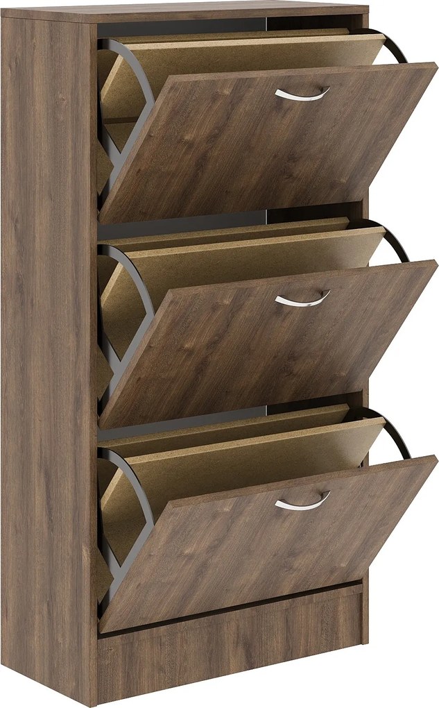 Pantofar Rin, 3 Usi, Stejar Bronz, 63 x 30 x 120 cm