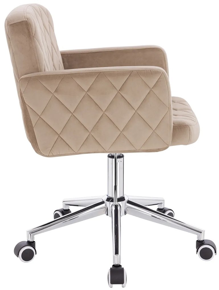HR802K Scaun Latte din Catifea cu Bază Cromata