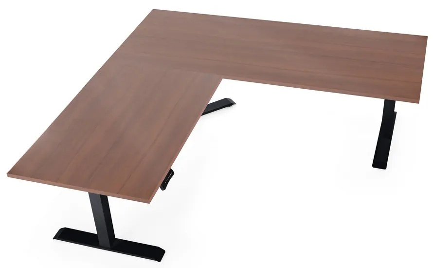 Masa inaltime reglabila OfficeTech Angle, 180 x 200 cm, bază neagră, nuca