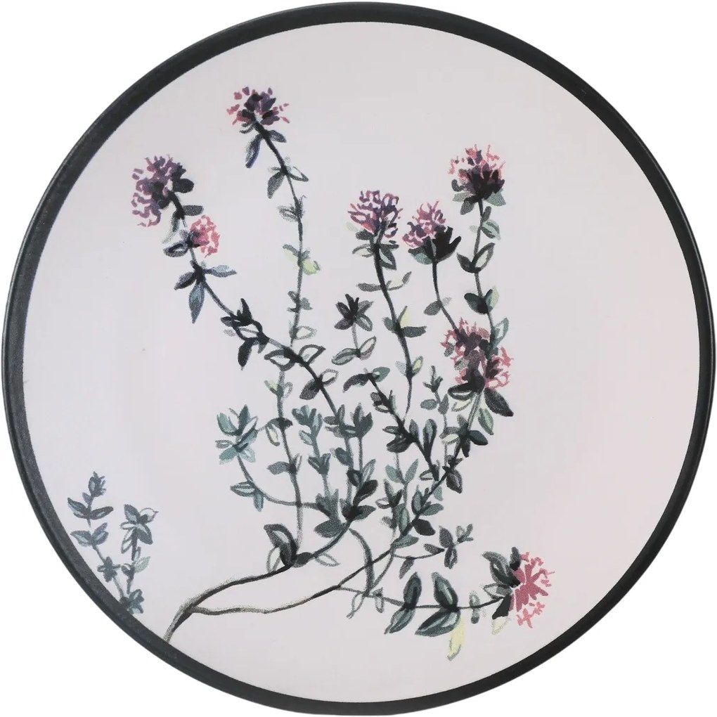 Set of 6 shallow stoneware plates Herbal 25 cm