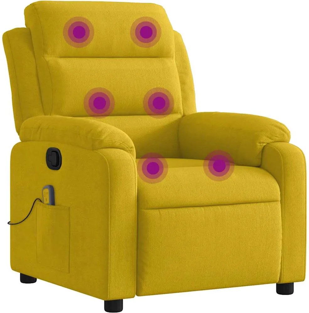 vidaXL Fotoliu de masaj rabatabil, galben, catifea