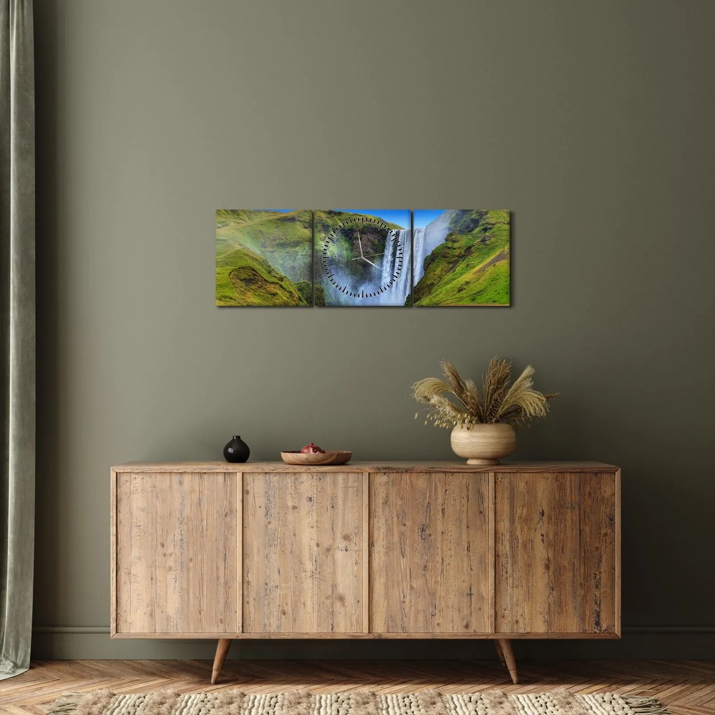Tablou - Cascada Seljalandsfoss (cu ceas) (90x30 cm)