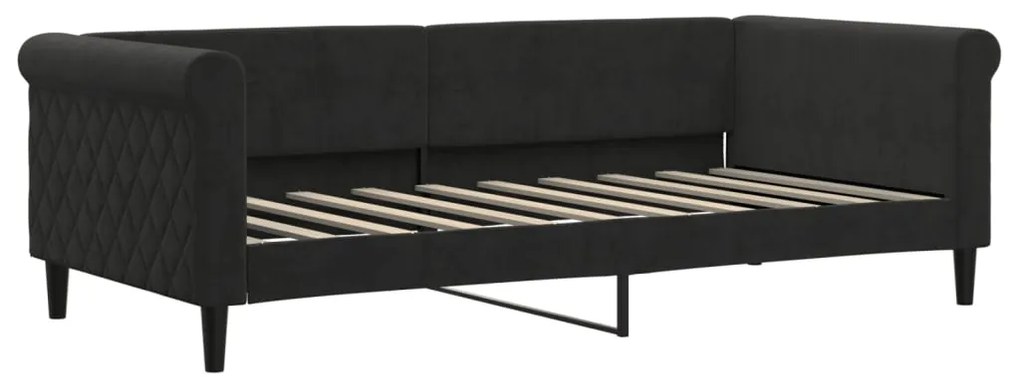 354259 vidaXL Pat de zi, negru, 90x190 cm, catifea