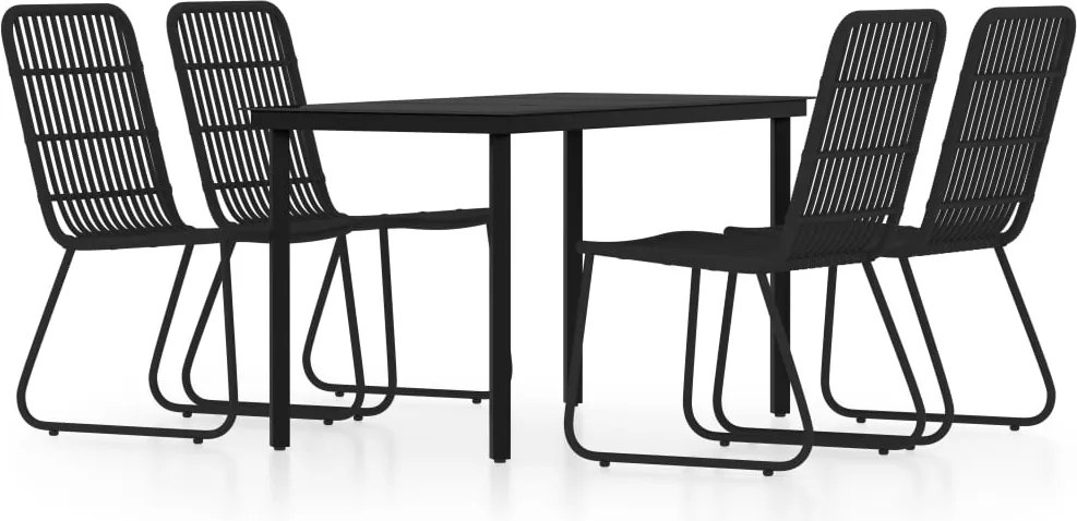 vidaXL Set de servit masa pentru grădină, 5 piese, negru