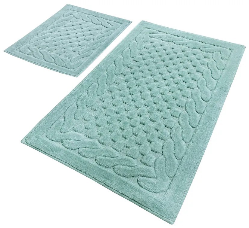 Set covorase de baie 2 piese, Chilai Home by Alessia, Bambi, Bumbac, Verde menta