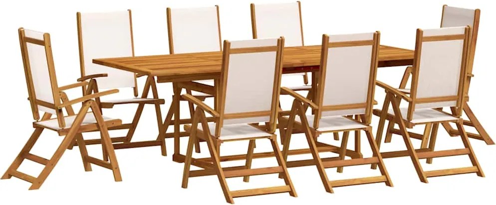 vidaXL Set mobilier de grădină, 9 piese, lemn masiv acacia/textilenă