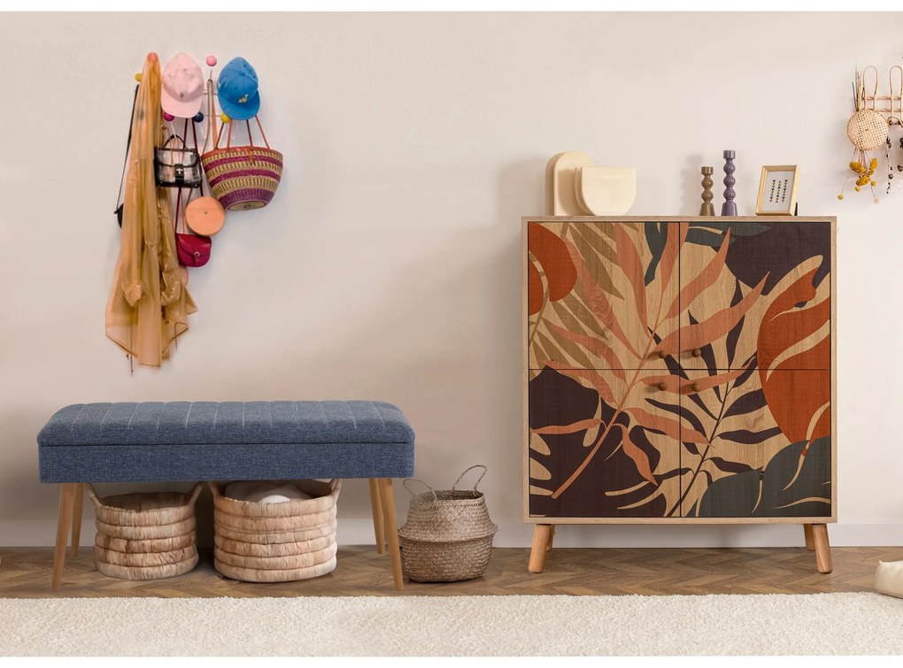 Mobilier pentru hol Maluxe Palm (Stejar sonoma + Albastru închis). 1089059