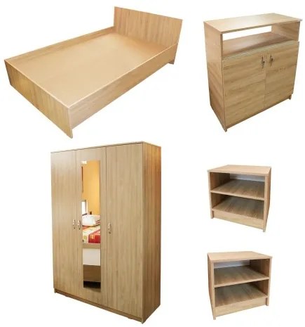 Dormitor Soft Sonoma cu pat 140x200 cm