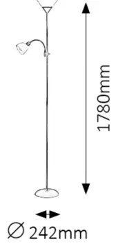 Rabalux 4188 - Lampadar ACTION 1xE27/100W+1xE14/25W/230V maro