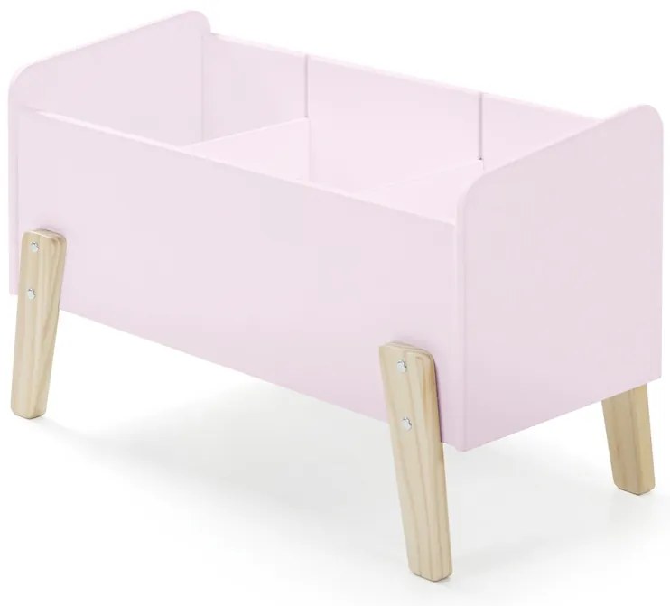 Set KIDDY în roz este format dintr-un Pat copii (90x200), noptieră, 2 rafturi de perete (45 și 65 cm) și o cutie de jucării.