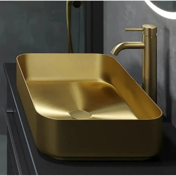 Lavoar pe blat LJORDAL 52 x 34 cm, oțel/alamă - BATH DELUXE 06-052-18-70-00