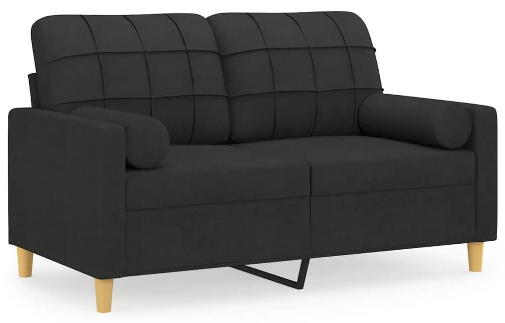 3200778 vidaXL Canapea cu 2 locuri cu pernuțe, negru, 120 cm, textil