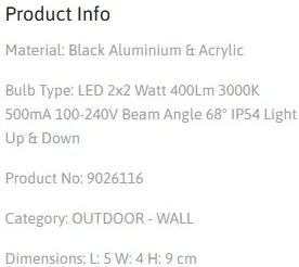 Aplica LED pentru exterior design modern IP54 Azar negru