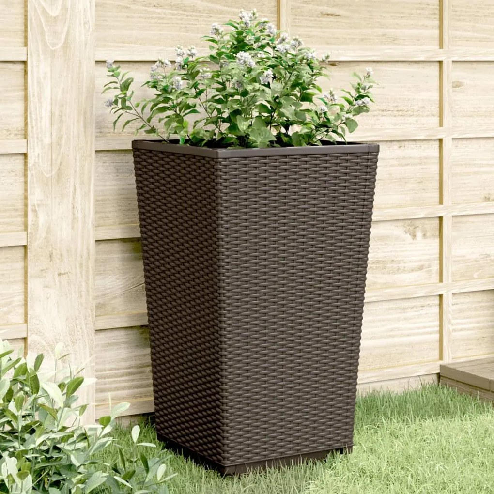vidaXL Jardiniere de grădină, 2 buc., maro, 32,5x32,5x57 cm, PP