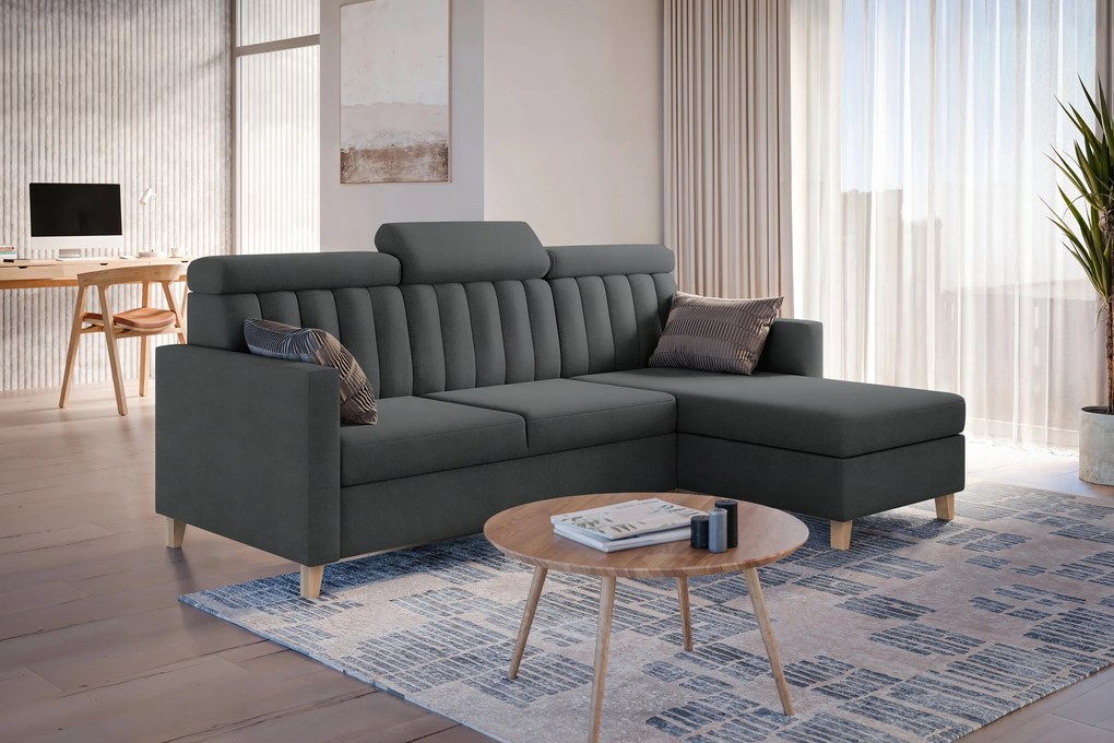 Colțar Vario cu funcție de dormit universal, stânga/dreapta - velur gri Jasmine 96