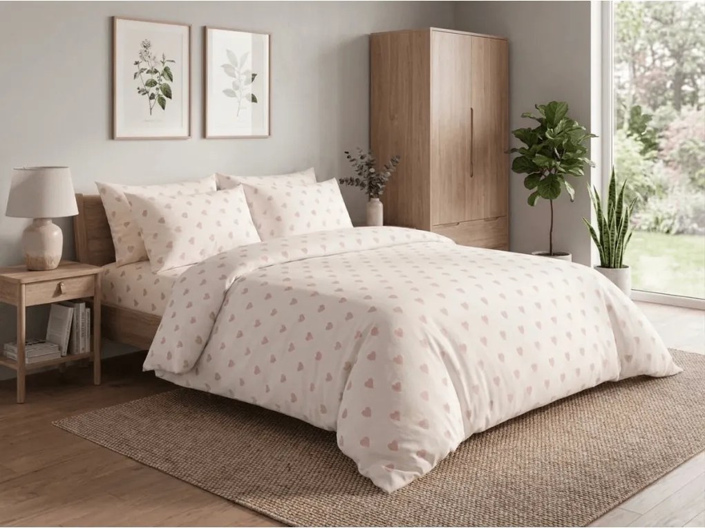 Lenjerie de pat din bumbac PINK HEART CHARM alb, 100% bumbac Dimensiune lenjerie de pat: 70 x 90 cm | 140 x 200 cm