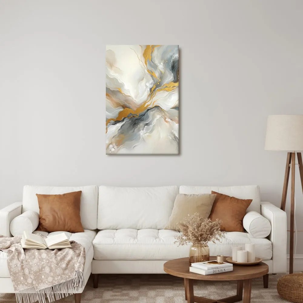 Tablou abstract linii aurii