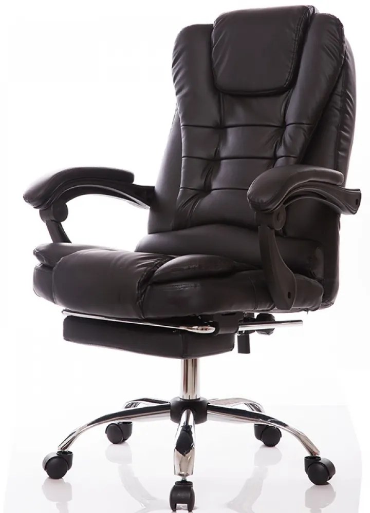 Scaun directorial, piele ecologică, suport picioare, reglabil, SIB 2270, Negru,