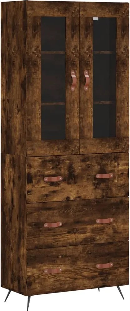 vidaXL Dulap înalt, stejar fumuriu, 69,5x34x180, lemn compozit