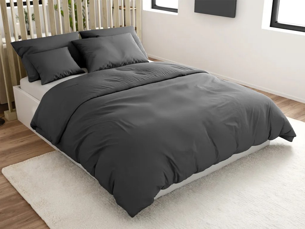 Lenjerie de pat din bumbac LUX gri inchis cu buzunar hotelier Dimensiune lenjerie de pat: 70 x 90 cm | 140 x 220 cm