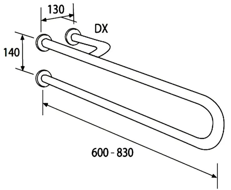 Bara suport ajutatoare cu sprijin pe dreapta, 83 cm, alb, Thermomat Sprijin pe dreapta, 830 mm