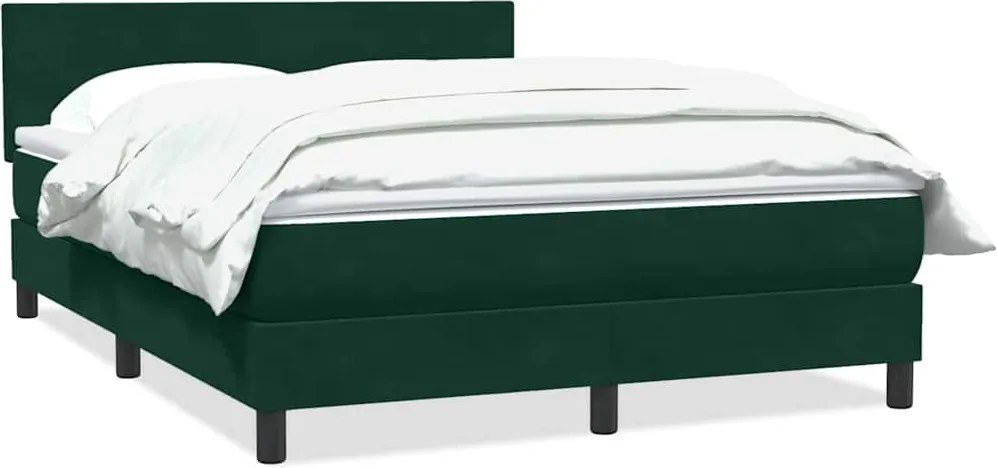 vidaXL Pat box spring cu saltea, verde închis, 160x220 cm, catifea