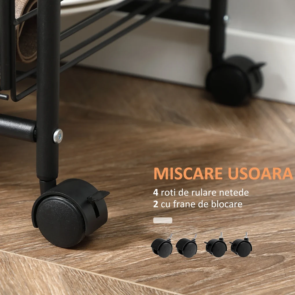 HOMCOM Cărucior Bucătărie Stil Industrial, Mobil cu Roți, Design Modern | Aosom Romania