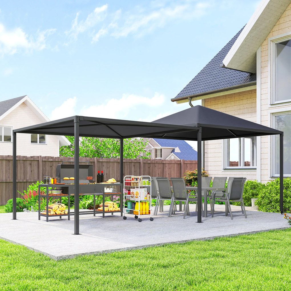 Outsunny Pavilion de Grădină Extensibil Până cu 2 Roți cu Frână, 560x295x275 cm, Gri Închis | Aosom Romania