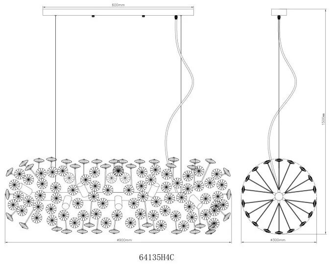 Lustra suspendata design elegant KATRINA L-90cm crom 64135H4C GL