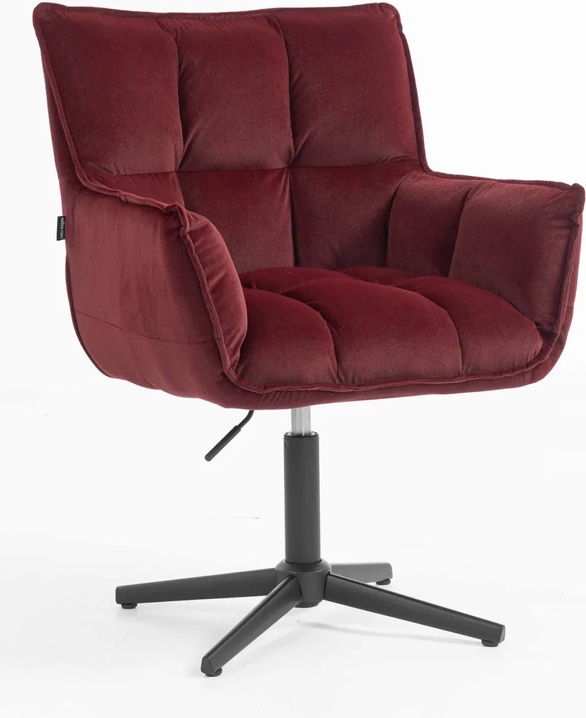 HR560CROSS Scaun Catifea Bordo Merlot cu Bază Neagră