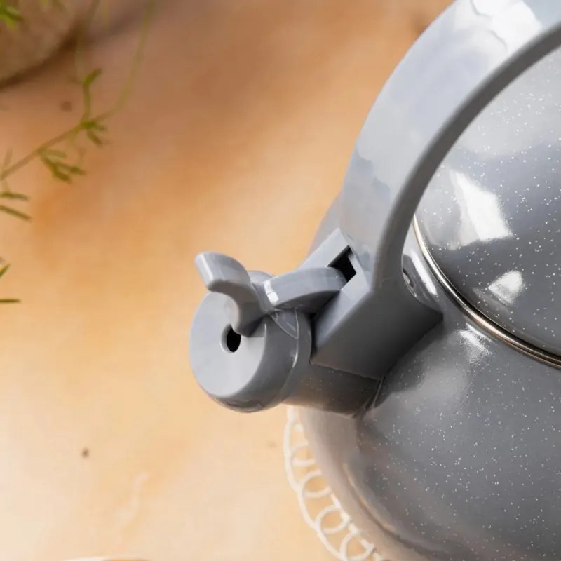 Ceainic cu fluier Kinghoff KH 2079, 2 l, Interior emailat, Toate plitele inclusiv inductie, Gri