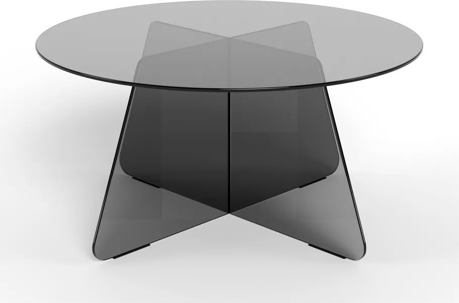 Măsuță de cafea gri rotundă din sticlă ø 80 cm Samos – Actona