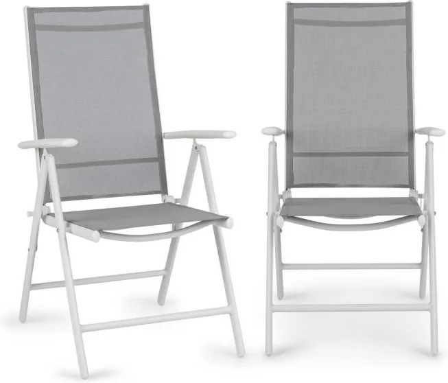 Blumfeldt Almeria Garden Chair, scaun pliabil, set de 2 bucăți, 56,5 x 107 x 68 cm, ComfortMesh, aluminiu, alb