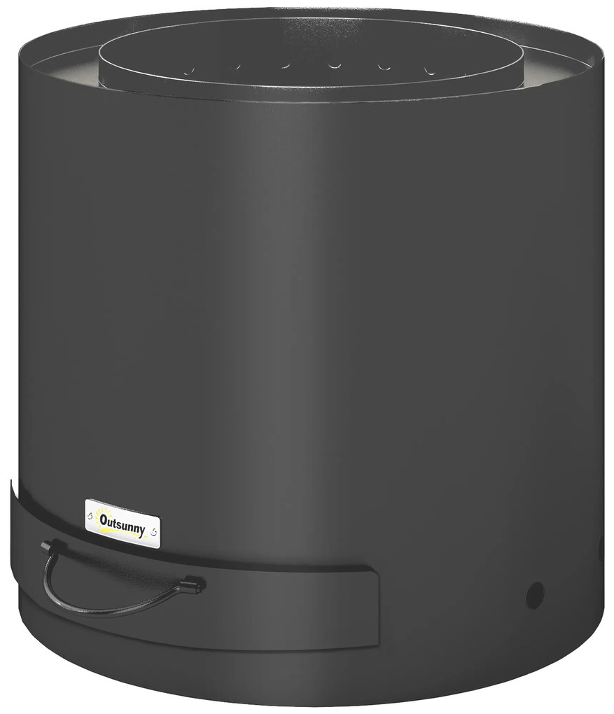 Outsunny Brasero exterior Ø 45 cm cu sertar pentru cenușă și căldăraș, încălzire cu cărbune pentru grădină, curte de camping, oțel negru | Aosom Romania