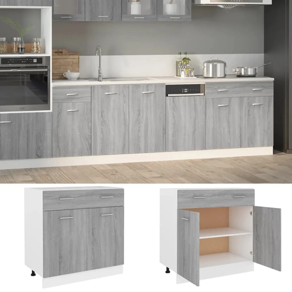 vidaXL Dulap inferior cu sertar “Lyon” gri sonoma 80x46x81,5cm