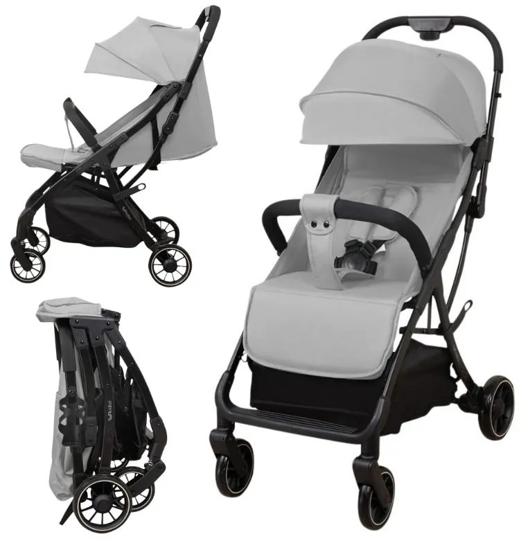 Carucior sport compact cu pliere automata recomandat de la nastere pana la 22 kg Artis Grey, 7 kg